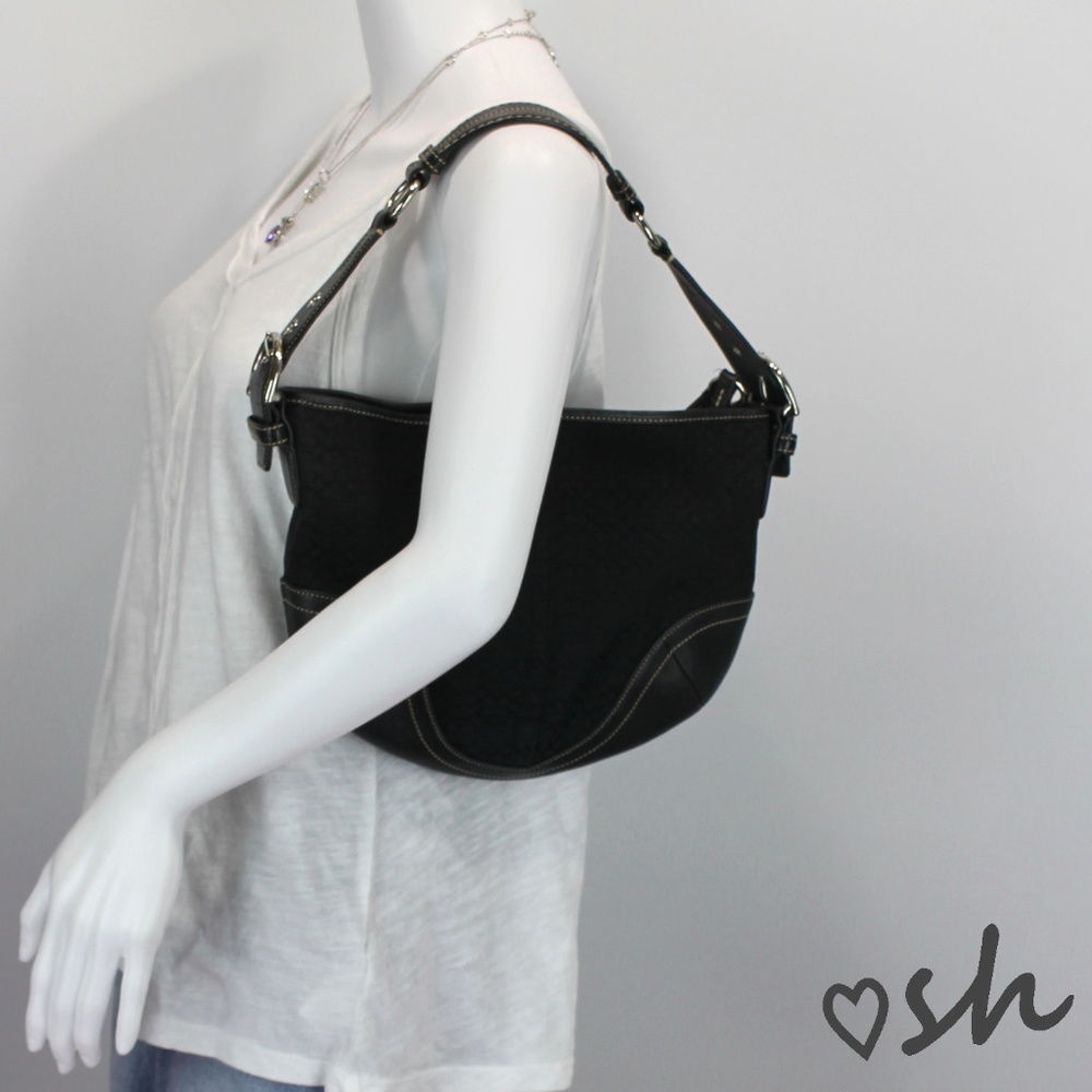Coach Signature Fabric Hobo Shoulderbag Purse 1460